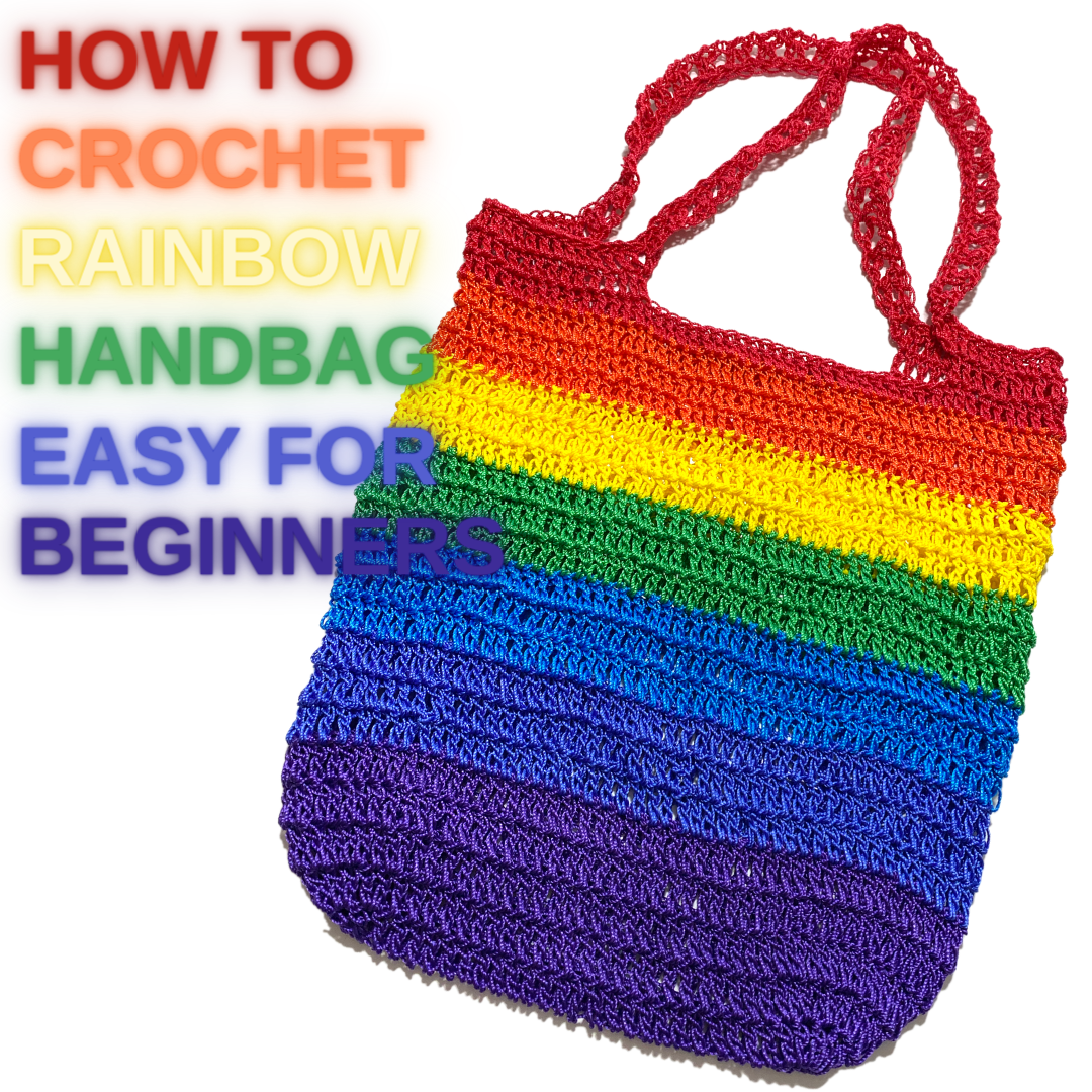 Airy Super Easy for Beginners Rainbow Striped Crochet Bag Pattern