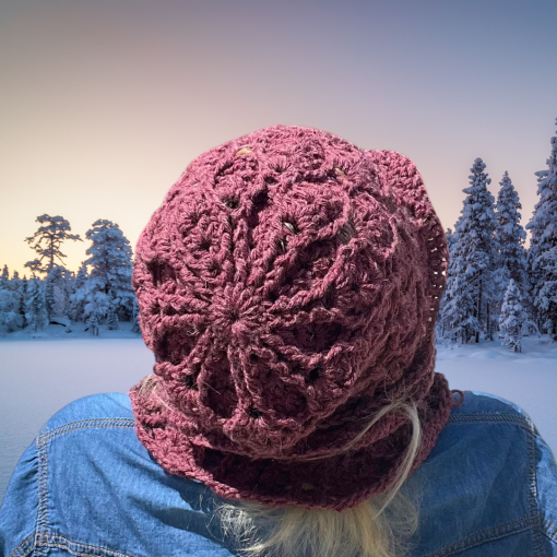 honey rose textured crochet hat and cowl pattern